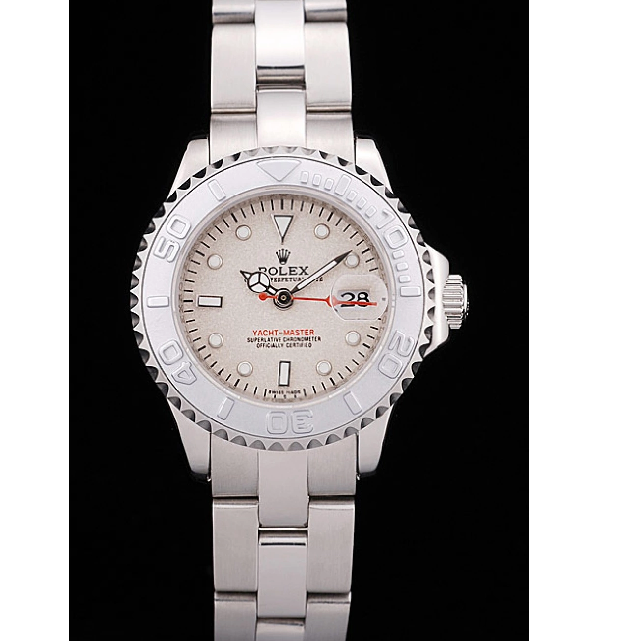 Aaa replica watch Silver Yacht Beige Dial Rolex Bezel Master 0803